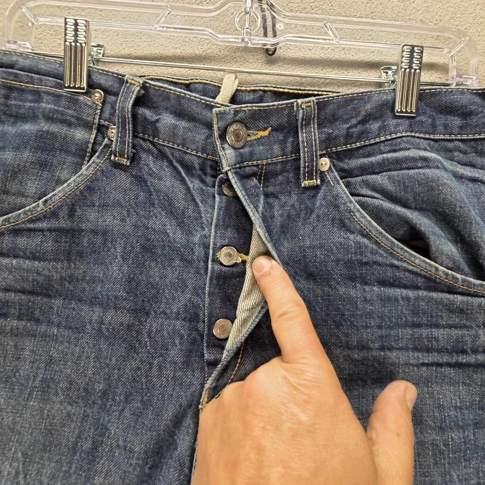 Vintage Levis Engineered Jeans Mens 33x32 Blue Medium Wash Twisted Button Fly